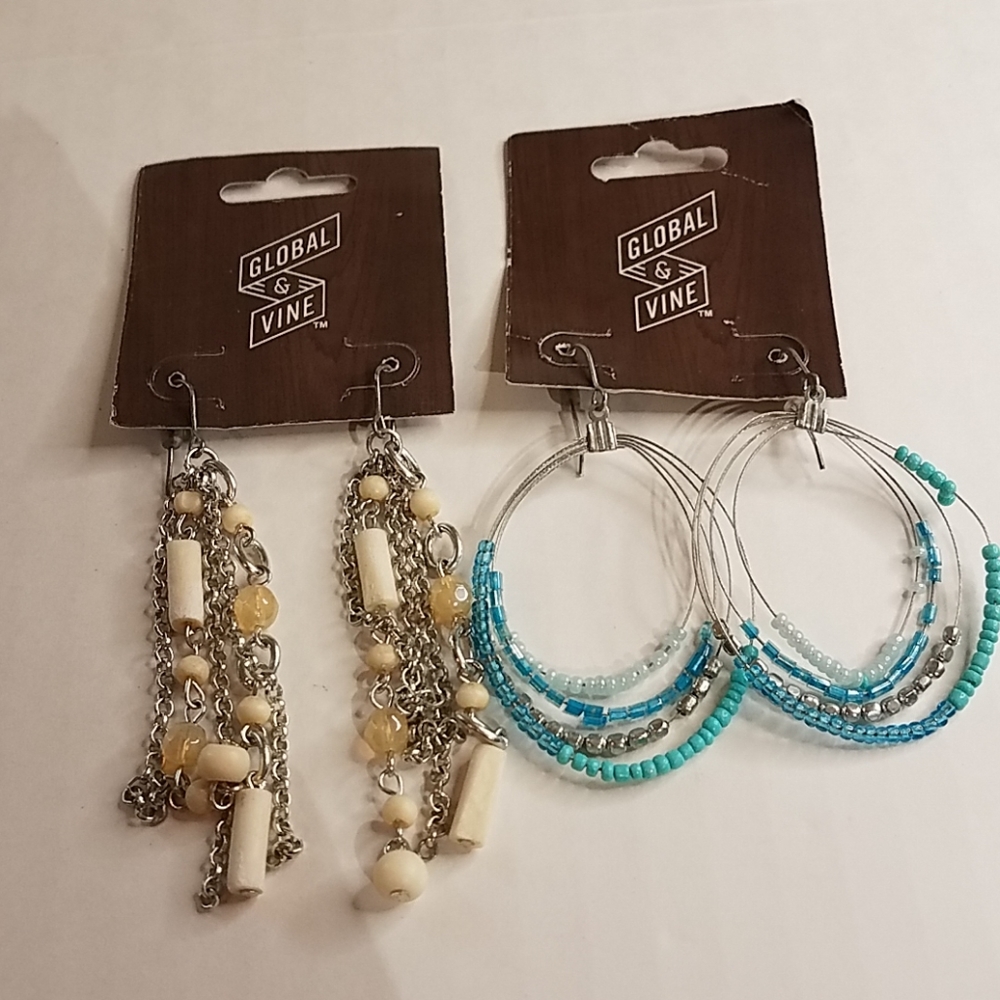 Global & Vine  dangling earrings  j 158